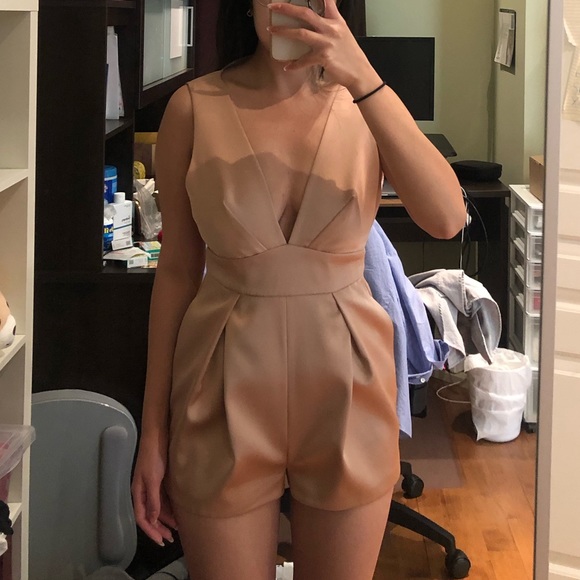 Topshop Nude Pink Satin Jumpsuit/Romper - Picture 3 of 4